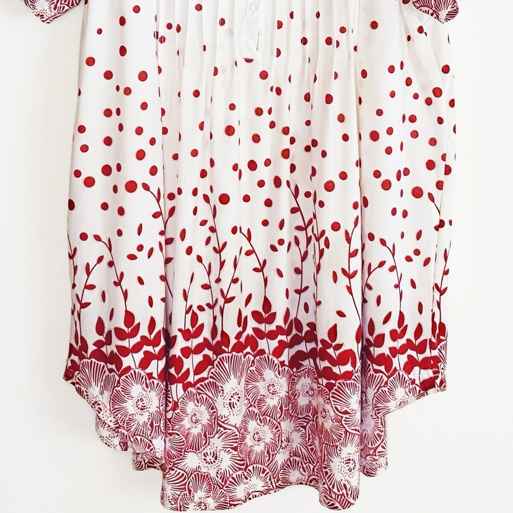 SIMPLY ASTER White Red & glitter Polka dot Floral Tunic Womens size 3X - Picture 4 of 9